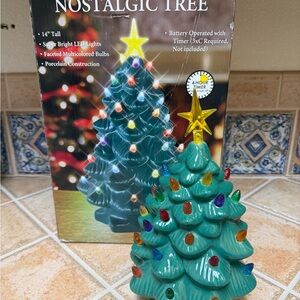 2 Festive LED Ceramic Christmas Tree with Multicolor Lights